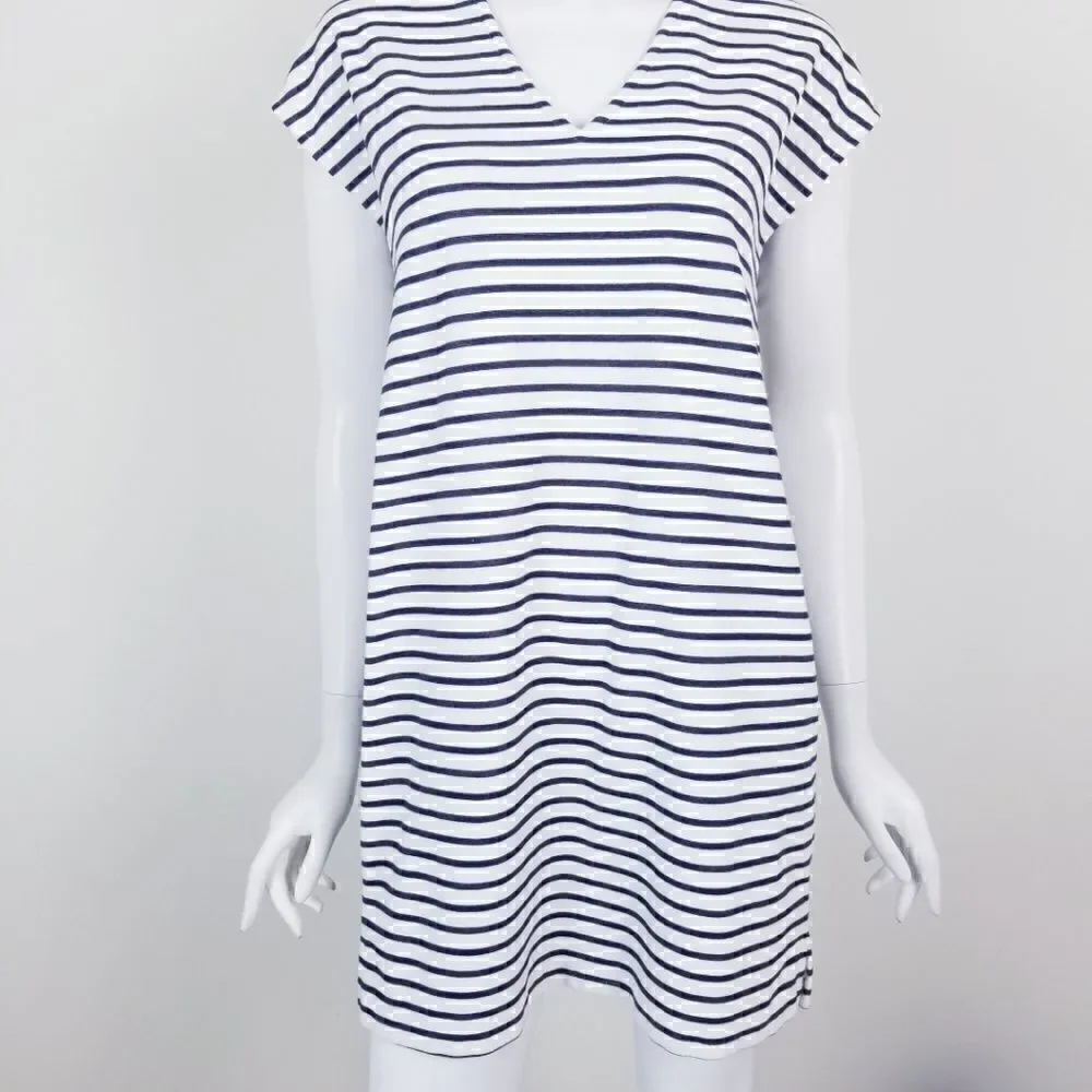 J. Crew Size XS Black & White Striped Sleeveless V Neck Mini Shift Dress